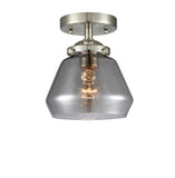 284-1C-SN-G173 1-Light 6.75" Brushed Satin Nickel Semi-Flush Mount - Plated Smoke Fulton Glass - LED Bulb - Dimmensions: 6.75 x 6.75 x 7.625 - Sloped Ceiling Compatible: No