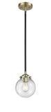 Stem Hung 6" Beacon Mini Pendant - Globe-Orb Clear Glass - Choice of Finish And Incandesent Or LED Bulbs