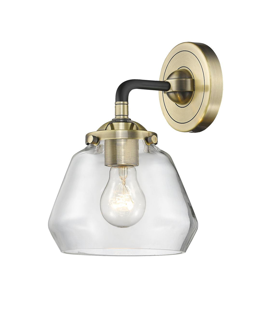 1-Light 6.75" Fulton Sconce - Cone Clear Glass - Choice of Finish And Incandesent Or LED Bulbs
