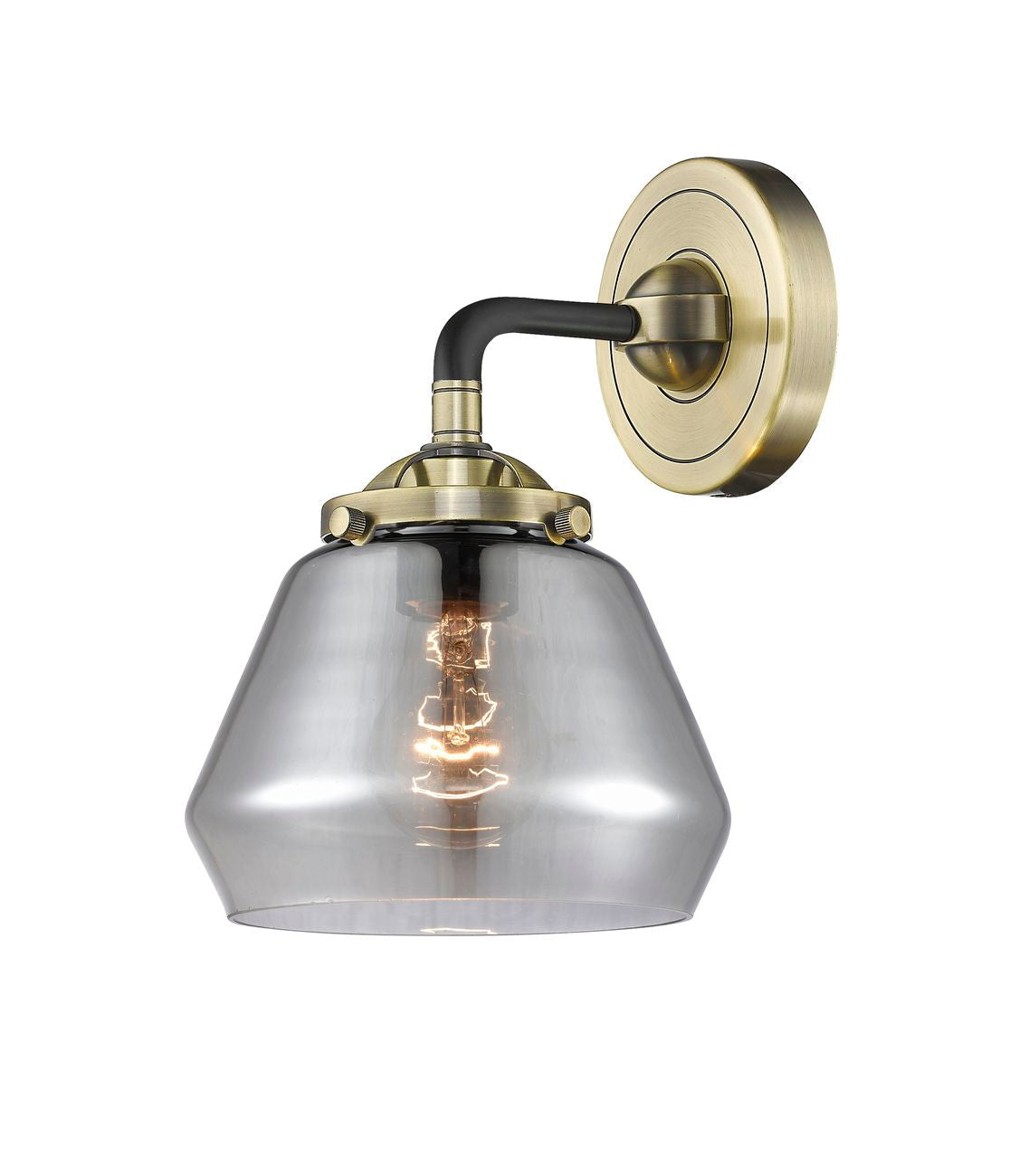1-Light 6.75" Fulton Sconce - Cone Plated Smoke Glass - Choice of Finish And Incandesent Or LED Bulbs
