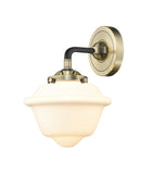 1-Light 7.5" Black Antique Brass Sconce - Matte White Cased Small Oxford Glass LED