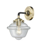 1-Light 7.5" Black Antique Brass Sconce - Clear Small Oxford Glass LED