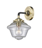 1-Light 7.5" Black Antique Brass Sconce - Seedy Small Oxford Glass LED