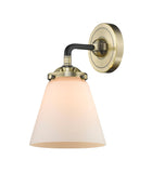 1-Light 6.25" Black Antique Brass Sconce - Matte White Cased Small Cone Glass LED