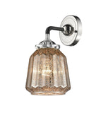 284-1W-BPN-G146 1-Light 7" Black Polished Nickel Sconce - Mercury Plated Chatham Glass - LED Bulb - Dimmensions: 7 x 7.25 x 11.25 - Glass Up or Down: Yes
