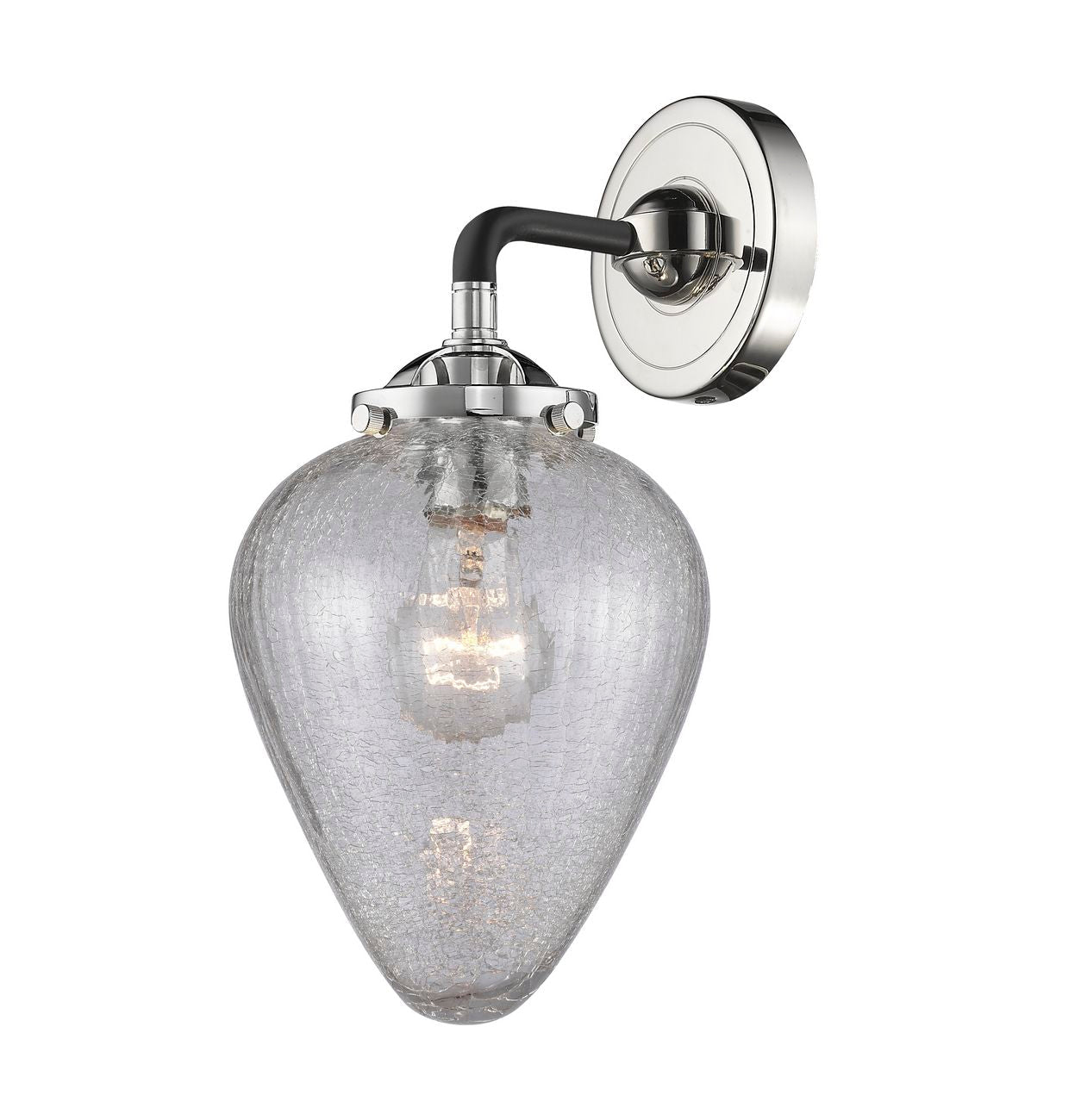 1-Light 6.5" Geneseo Sconce - Teardrop Clear Crackled Glass - Choice of Finish And Incandesent Or LED Bulbs