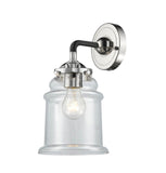 284-1W-BPN-G182 1-Light 6" Black Polished Nickel Sconce - Clear Canton Glass - LED Bulb - Dimmensions: 6 x 7.25 x 10.5 - Glass Up or Down: Yes