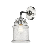 284-1W-BPN-G184 1-Light 6" Black Polished Nickel Sconce - Seedy Canton Glass - LED Bulb - Dimmensions: 6 x 7.25 x 10.5 - Glass Up or Down: Yes