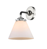 284-1W-BPN-G41 1-Light 7.75" Black Polished Nickel Sconce - Matte White Cased Large Cone Glass - LED Bulb - Dimmensions: 7.75 x 8.125 x 9.25 - Glass Up or Down: Yes
