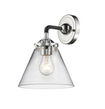 284-1W-BPN-G42 1-Light 7.75" Black Polished Nickel Sconce - Clear Large Cone Glass - LED Bulb - Dimmensions: 7.75 x 8.125 x 9.25 - Glass Up or Down: Yes