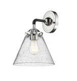284-1W-BPN-G44 1-Light 7.75" Black Polished Nickel Sconce - Seedy Large Cone Glass - LED Bulb - Dimmensions: 7.75 x 8.125 x 9.25 - Glass Up or Down: Yes