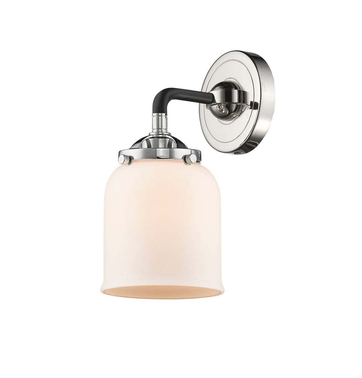 284-1W-BPN-G51 1-Light 5" Black Polished Nickel Sconce - Matte White Cased Small Bell Glass - LED Bulb - Dimmensions: 5 x 6.75 x 9 - Glass Up or Down: Yes