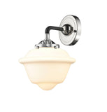 284-1W-BPN-G531 1-Light 7.5" Black Polished Nickel Sconce - Matte White Cased Small Oxford Glass - LED Bulb - Dimmensions: 7.5 x 8 x 9 - Glass Up or Down: Yes