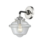 284-1W-BPN-G532 1-Light 7.5" Black Polished Nickel Sconce - Clear Small Oxford Glass - LED Bulb - Dimmensions: 7.5 x 8 x 9 - Glass Up or Down: Yes