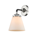 284-1W-BPN-G61 1-Light 6.25" Black Polished Nickel Sconce - Matte White Cased Small Cone Glass - LED Bulb - Dimmensions: 6.25 x 7.375 x 9 - Glass Up or Down: Yes