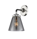 284-1W-BPN-G63 1-Light 6.25" Black Polished Nickel Sconce - Plated Smoke Small Cone Glass - LED Bulb - Dimmensions: 6.25 x 7.375 x 9 - Glass Up or Down: Yes
