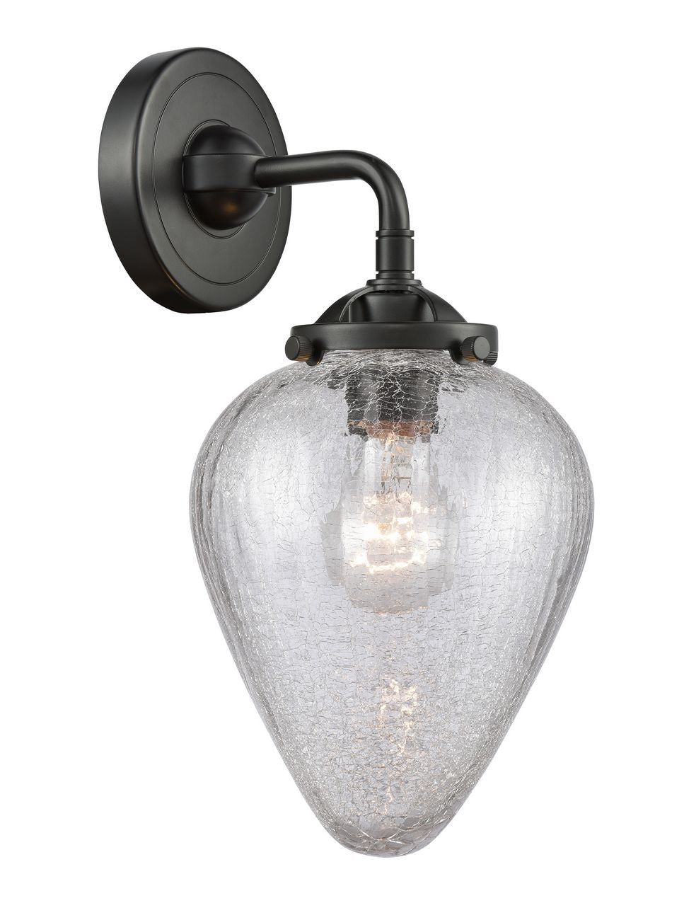 284-1W-OB-G165 1-Light 6.5" Oil Rubbed Bronze Sconce - Clear Crackle Geneseo Glass - LED Bulb - Dimmensions: 6.5 x 7.5 x 12 - Glass Up or Down: Yes