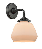 284-1W-OB-G171 1-Light 6.75" Oil Rubbed Bronze Sconce - Matte White Cased Fulton Glass - LED Bulb - Dimmensions: 6.75 x 7.625 x 8.5 - Glass Up or Down: Yes