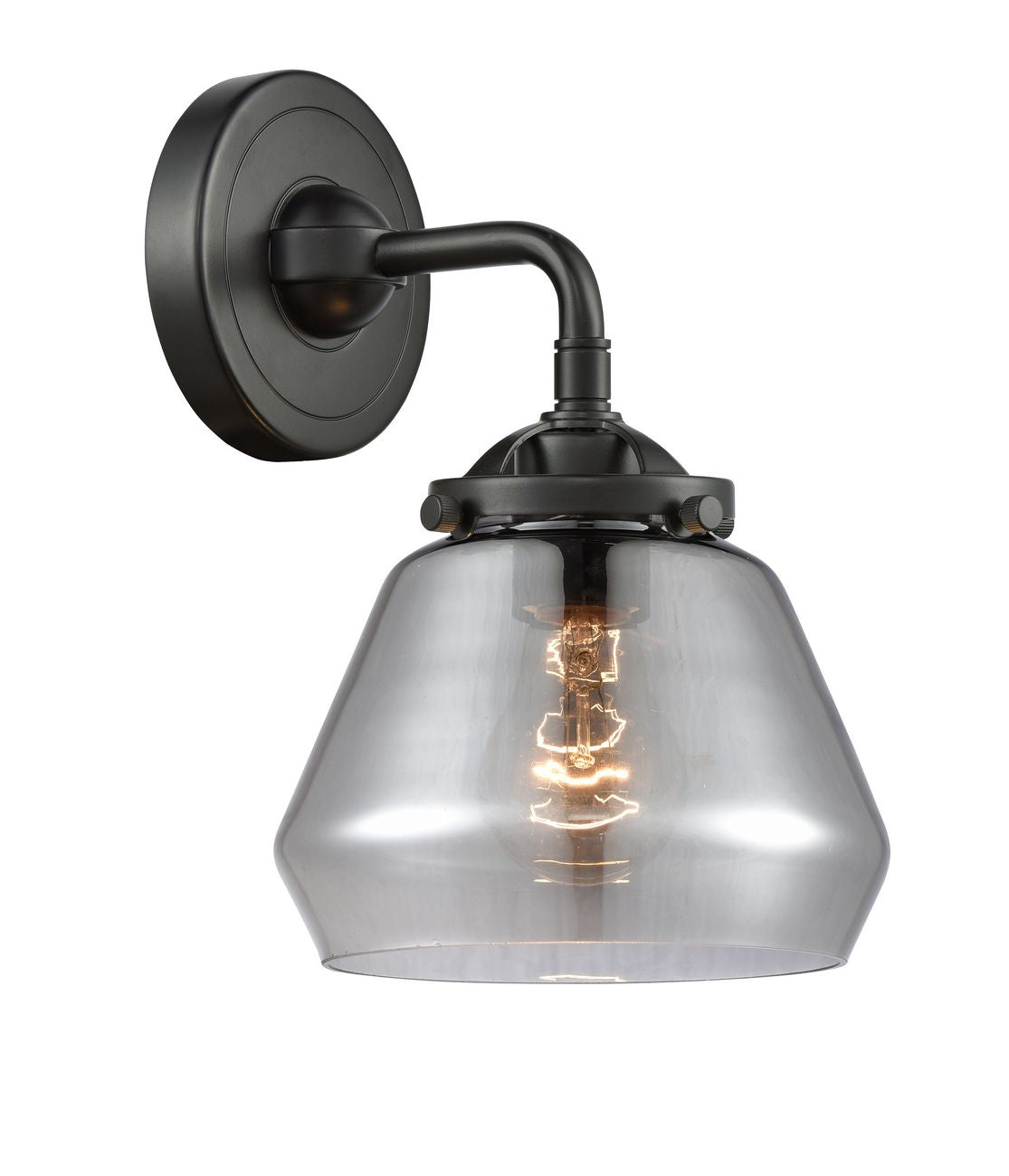 284-1W-OB-G173 1-Light 6.75" Oil Rubbed Bronze Sconce - Plated Smoke Fulton Glass - LED Bulb - Dimmensions: 6.75 x 7.625 x 8.5 - Glass Up or Down: Yes