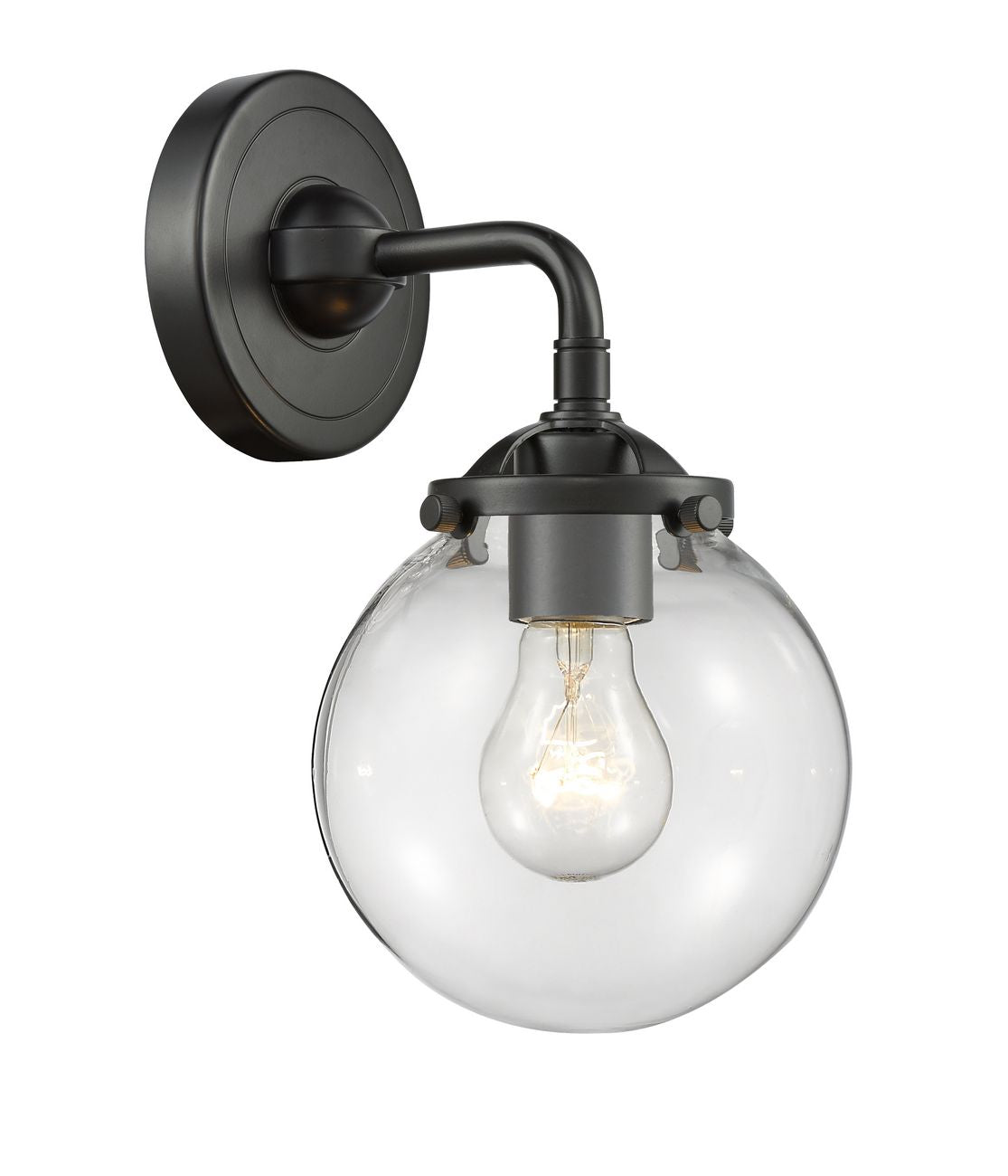 284-1W-OB-G202-6 1-Light 6" Oil Rubbed Bronze Sconce - Clear Beacon Glass - LED Bulb - Dimmensions: 6 x 7.25 x 9 - Glass Up or Down: Yes