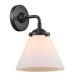 284-1W-OB-G41 1-Light 7.75" Oil Rubbed Bronze Sconce - Matte White Cased Large Cone Glass - LED Bulb - Dimmensions: 7.75 x 8.125 x 9.25 - Glass Up or Down: Yes