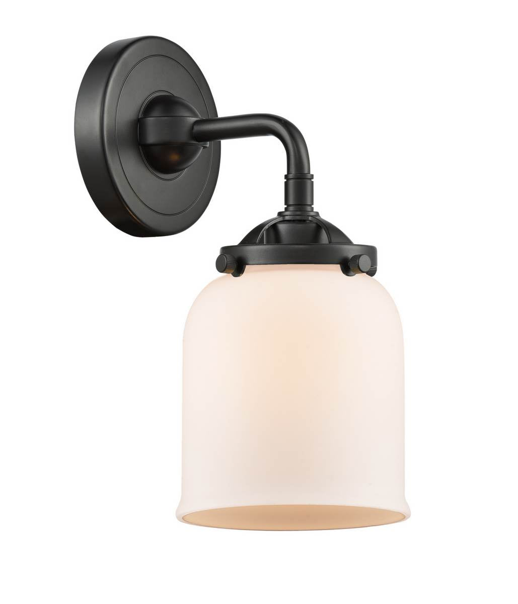 284-1W-OB-G51 1-Light 5" Oil Rubbed Bronze Sconce - Matte White Cased Small Bell Glass - LED Bulb - Dimmensions: 5 x 6.75 x 9 - Glass Up or Down: Yes
