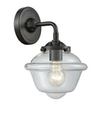 284-1W-OB-G532 1-Light 7.5" Oil Rubbed Bronze Sconce - Clear Small Oxford Glass - LED Bulb - Dimmensions: 7.5 x 8 x 9 - Glass Up or Down: Yes