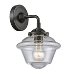 284-1W-OB-G534 1-Light 7.5" Oil Rubbed Bronze Sconce - Seedy Small Oxford Glass - LED Bulb - Dimmensions: 7.5 x 8 x 9 - Glass Up or Down: Yes