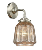 284-1W-SN-G146 1-Light 7" Brushed Satin Nickel Sconce - Mercury Plated Chatham Glass - LED Bulb - Dimmensions: 7 x 7.25 x 11.25 - Glass Up or Down: Yes
