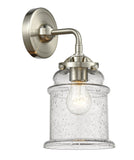 284-1W-SN-G184 1-Light 6" Brushed Satin Nickel Sconce - Seedy Canton Glass - LED Bulb - Dimmensions: 6 x 7.25 x 10.5 - Glass Up or Down: Yes