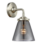 284-1W-SN-G63 1-Light 6.25" Brushed Satin Nickel Sconce - Plated Smoke Small Cone Glass - LED Bulb - Dimmensions: 6.25 x 7.375 x 9 - Glass Up or Down: Yes