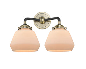 2-Light 14.75" Fulton Bath Vanity Light - Cone Matte White Glass - Choice of Finish And Incandesent Or LED Bulbs
