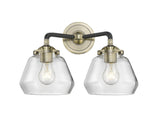 2-Light 14.75" Fulton Bath Vanity Light - Cone Clear Glass - Choice of Finish And Incandesent Or LED Bulbs