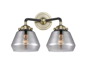 2-Light 14.75" Fulton Bath Vanity Light - Cone Plated Smoke Glass - Choice of Finish And Incandesent Or LED Bulbs