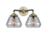 2-Light 14.75" Fulton Bath Vanity Light - Cone Plated Smoke Glass - Choice of Finish And Incandesent Or LED Bulbs