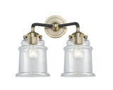 2-Light 14" Black Antique Brass Bath Vanity Light - Clear Canton Glass LED