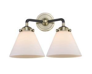 2-Light 15.75" Large Cone Bath Vanity Light - Cone Matte White Glass - Choice of Finish And Incandesent Or LED Bulbs