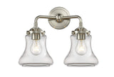 284-2W-SN-G192 2-Light 14" Brushed Satin Nickel Bath Vanity Light - Clear Bellmont Glass - LED Bulb - Dimmensions: 14 x 7.25 x 11.5 - Glass Up or Down: Yes