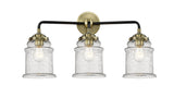 3-Light 24" Black Antique Brass Bath Vanity Light - Seedy Canton Glass LED