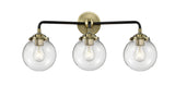 3-Light 24" Black Antique Brass Bath Vanity Light - Clear Beacon Glass LED - Best Seller