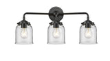 284-3W-OB-G52 3-Light 23" Oil Rubbed Bronze Bath Vanity Light - Clear Small Bell Glass - LED Bulb - Dimmensions: 23 x 6.75 x 9 - Glass Up or Down: Yes
