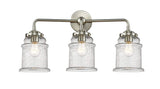 284-3W-SN-G184 3-Light 24" Brushed Satin Nickel Bath Vanity Light - Seedy Canton Glass - LED Bulb - Dimmensions: 24 x 7.25 x 10.5 - Glass Up or Down: Yes