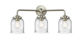 284-3W-SN-G54 3-Light 23" Brushed Satin Nickel Bath Vanity Light - Seedy Small Bell Glass - LED Bulb - Dimmensions: 23 x 6.75 x 9 - Glass Up or Down: Yes