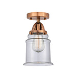 1-Light 6" Antique Copper Semi-Flush Mount - Clear Canton Glass LED