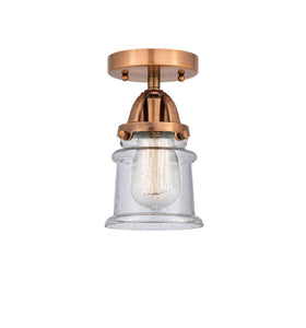 1-Light 5.25" Antique Copper Semi-Flush Mount - Seedy Small Canton Glass LED