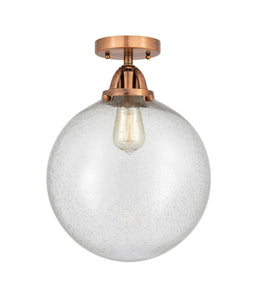 1-Light 12" Antique Copper Semi-Flush Mount - Seedy Beacon Glass LED