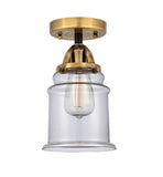 288-1C-BAB-G182 1-Light 6" Black Antique Brass Semi-Flush Mount - Clear Canton Glass - LED Bulb - Dimmensions: 6 x 6 x 10.75 - Sloped Ceiling Compatible: No