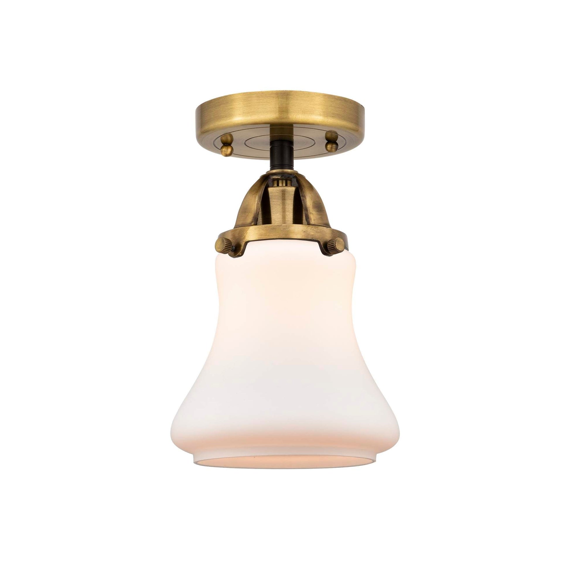 288-1C-BAB-G191 1-Light 6" Black Antique Brass Semi-Flush Mount - Matte White Bellmont Glass - LED Bulb - Dimmensions: 6 x 6 x 9.75 - Sloped Ceiling Compatible: No