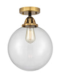 288-1C-BAB-G202-10 1-Light 10" Black Antique Brass Semi-Flush Mount - Clear Beacon Glass - LED Bulb - Dimmensions: 10 x 10 x 13.25 - Sloped Ceiling Compatible: No