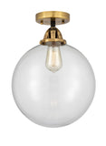1-Light 12" Antique Copper Semi-Flush Mount - Clear Beacon Glass LED